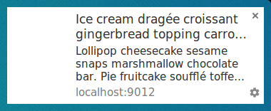 Notification with long title and body text on Chrome on Linux.