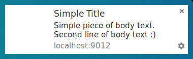 Notification with title and body text on Chrome on Linux.