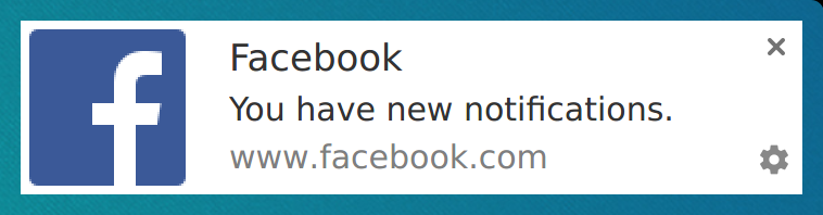 Screenshot of Facebook's default notification