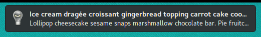 Notification with long title and body text on Firefox on Linux.