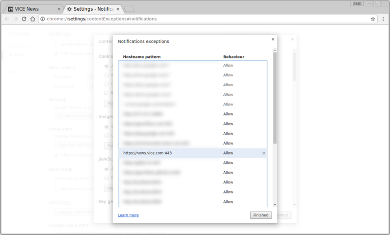 Chrome Notification Permissions from URL Bar.